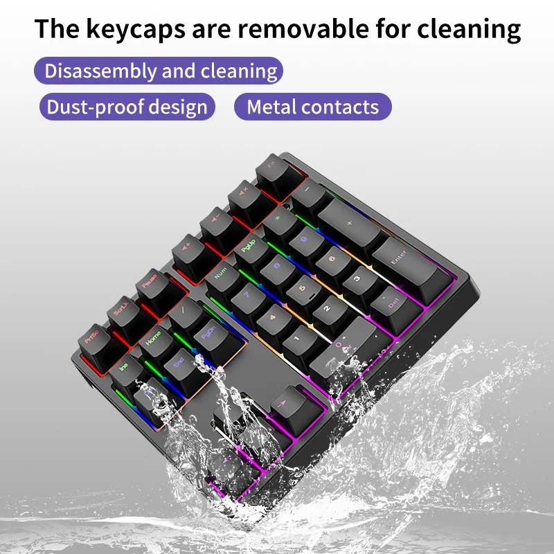 A36 Small Numeric Mechanical Keyboard Type C Detachable Cable Rgb Backlit Low Latency High Speed Response For Pc Desktop Laptop