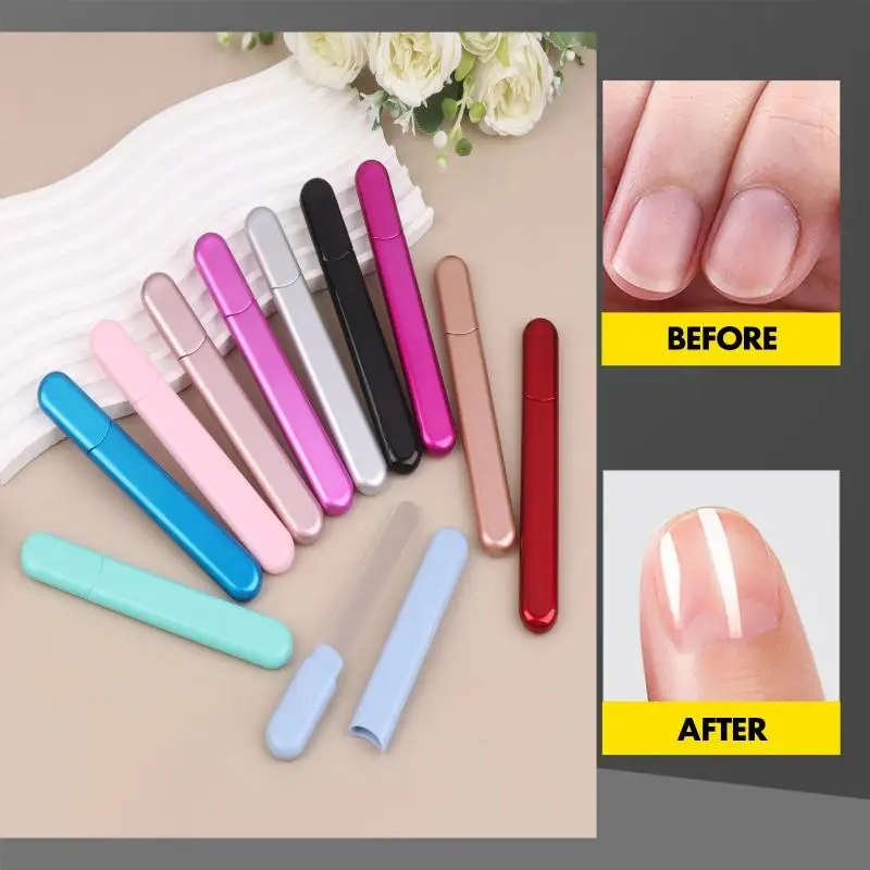 Glass Nail File With Case, Crystal Diamond Salon Best Beauty Nail Buffer For Natural And Acrylic Nail