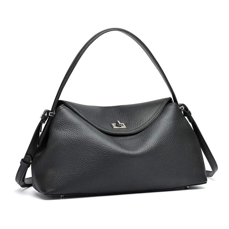 Leather Commuter Versatile Single Shoulder Crossbody Bag for Women Large Capacity Office Ladies High-End Feelings Genuine Leathe
