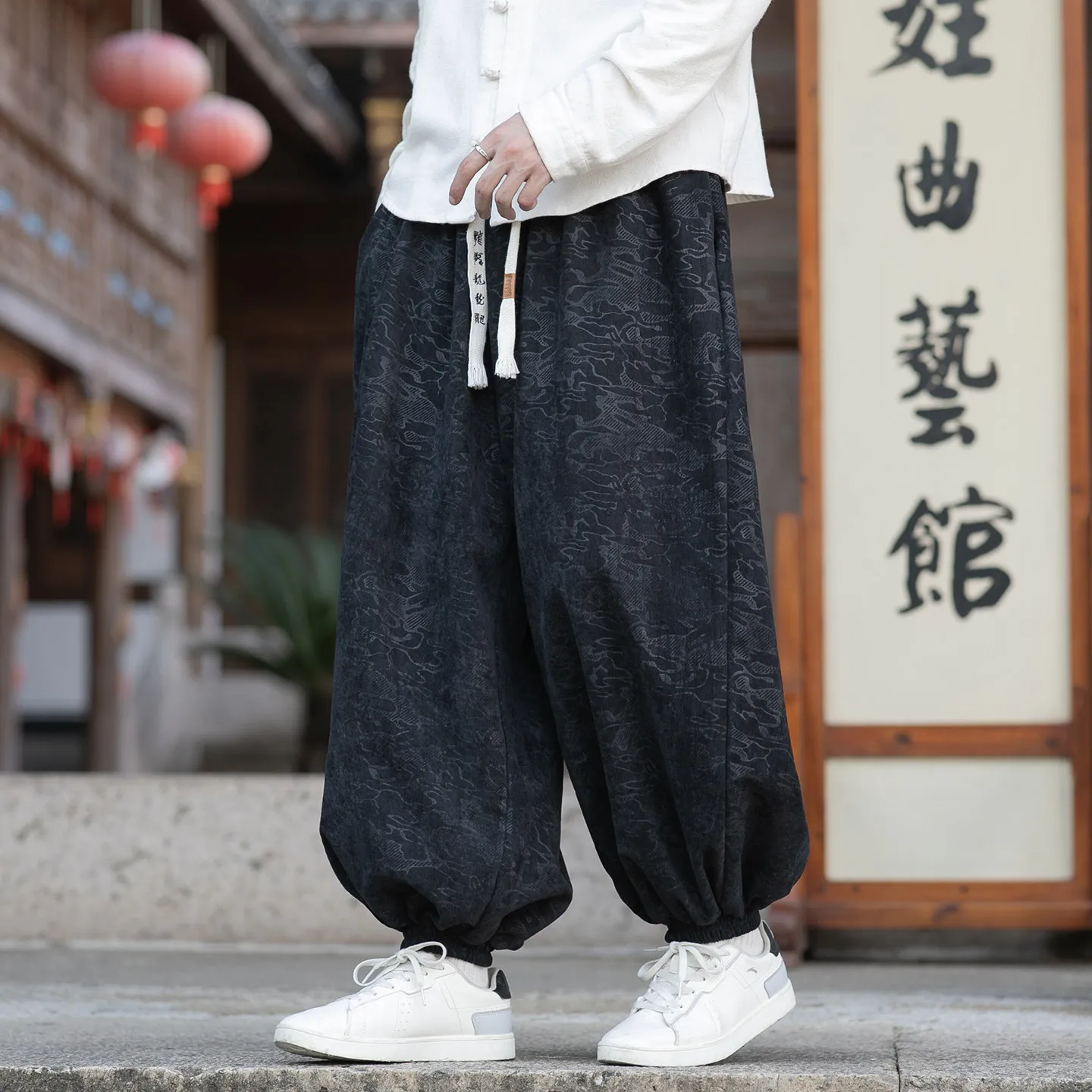 Pants Men's Chinese Style Jacquard Trendy Casual Loose harem Pants Men's Autumn Harajuku Comfortable Lantern Trousers Streetwear