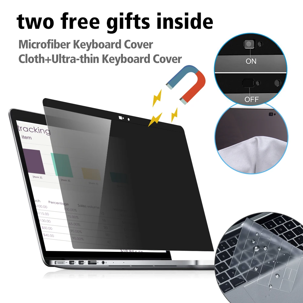 For Apple MacBook Pro 13 M2 M1 Screen Protectors Film A2338 A2289 A2251 A1706 A1708 Removable Magnetic Laptop Privacy Filter