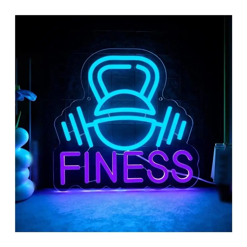 Dumbbell Neon Sign Gym Light Wall Decor For Sports Room Club Bar Living Room For Fitness Lovers USB Powered 32cm31cm
