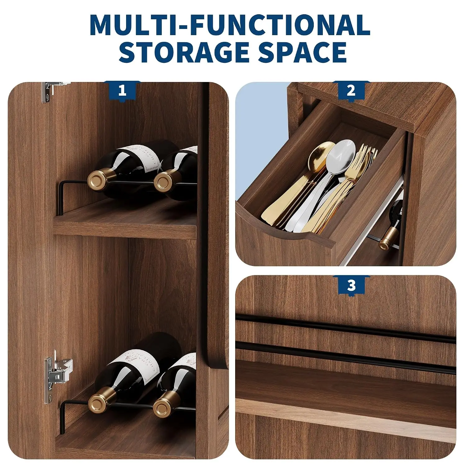 Folding Dining Table, Folding Kitchen Table with Drawers and Storage, Apartments, Small Spaces, Brown