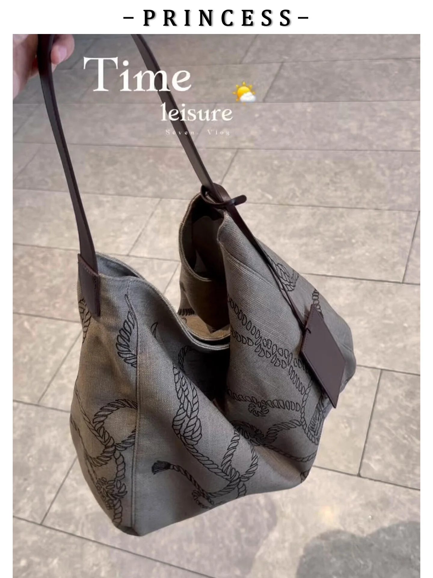 Cotton Linen Print Tote Bag Women's Crossbody Bag Commuter Versatile Large Capacity Lazy Style Fashion Trend 2026 New Model