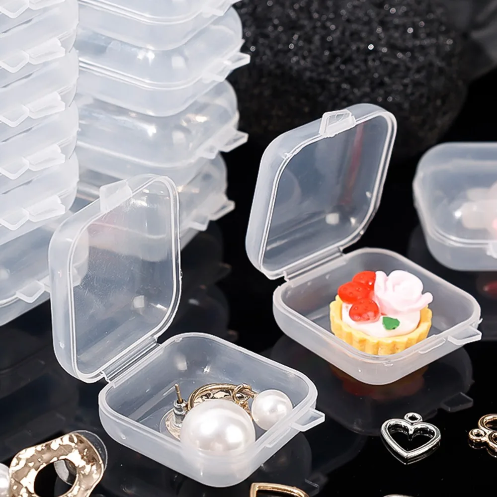 5-30pcs Mini Storage Box Transparent Plastic Jewelry Storage Boxes Container Portable Earring Ring Earplugs Packaging Case