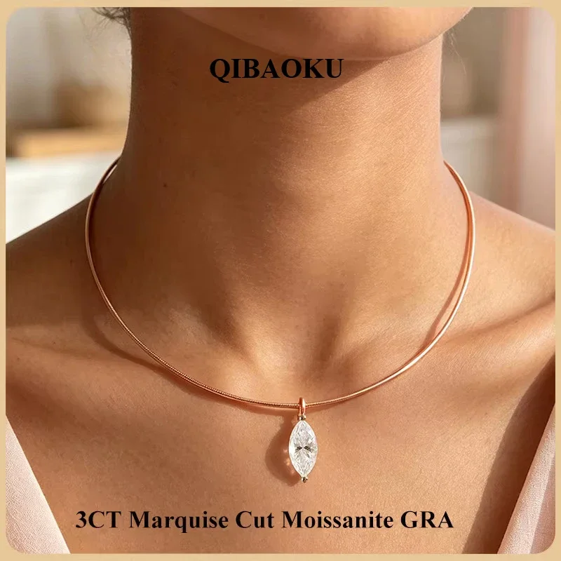 FCGJHW 3CT Solitaire Moissanite Pendant Necklaces Women Party S925 Silver 1.5mm Solid Choker Big Diamond Neck Chain 2026