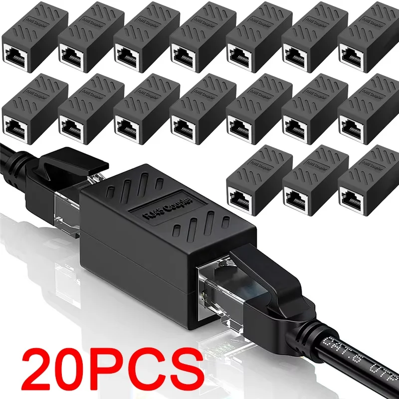 1-20PCS RJ45 Connector Cat7/6 Ethernet Adapter Gigabit Interface Network Extender Convertor For Extension Cable Female to Female