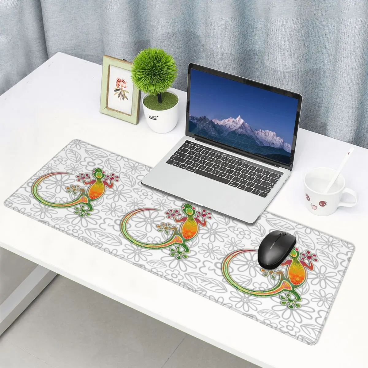 Large Mouse Pad Gecko Ethnic Tribal Lizard African Gamer PC Laptop Mats Keyboard Carpet Computer Gaming Desk Mat
