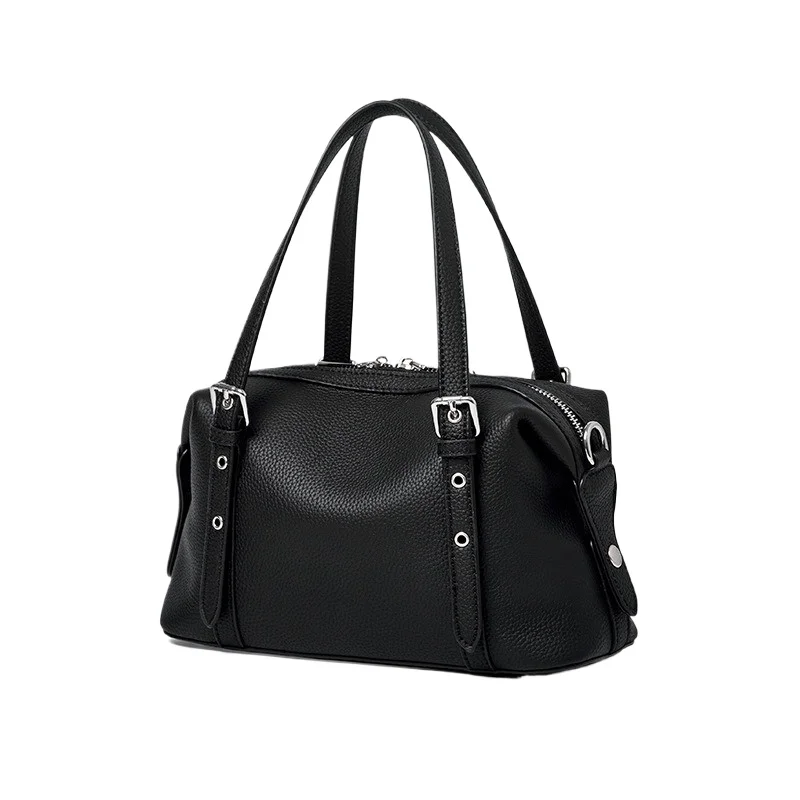 Women's Boston Bag with Large Capacity Top Grain Leather Shoulder Crossbody Work Office Commuter Handbag
