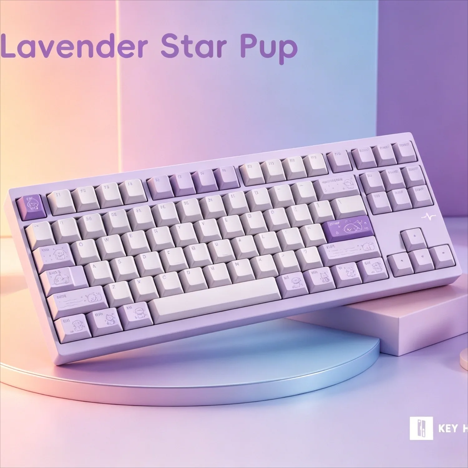Keyhouse Star Keycap Dog PBT  Cherry Profile Sublimation Purple Thick OEM Profile for Rainy75 87 Mechanical Keyboard Keycap