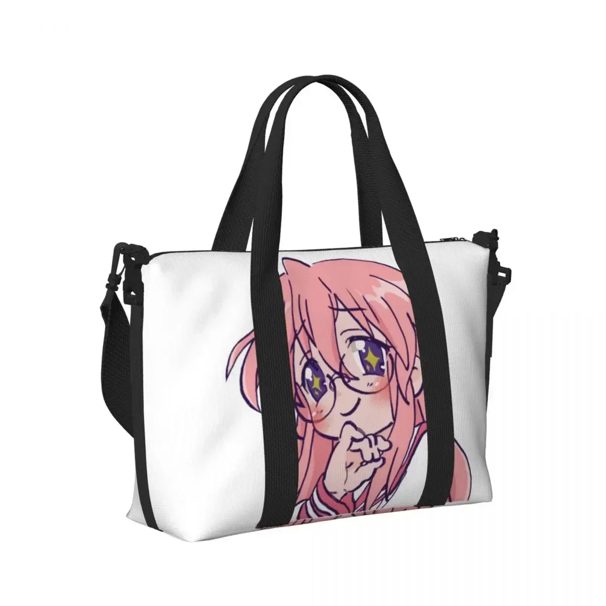 Pastel Starry Eyed Takara Miyuki Lucky Star Beach Bag Large Capacity Tote Bags for Gym Sport Women Shopping Duffle Shoulder Bag