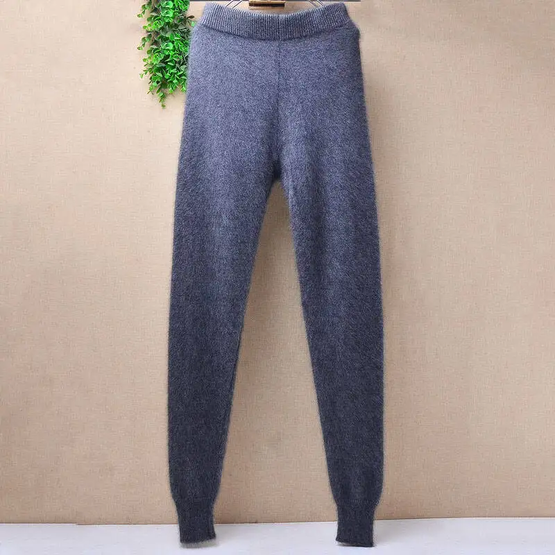 Women Female Male Fashion Hairy Soft Warm Mink Cashmere Knitted Underwear Trousers Pants For Autumn Winter Angora Fur Clothing