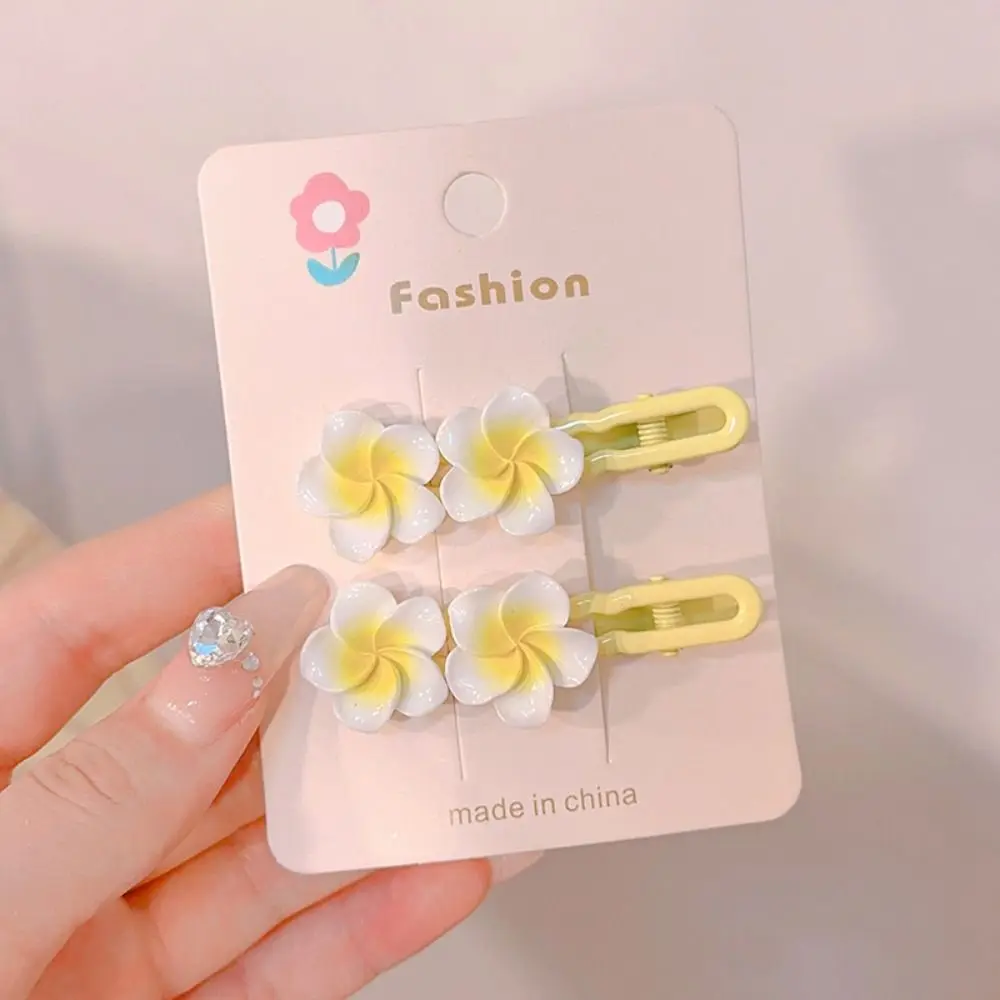Hair Rope Plumeria Flower Hair Clip Hair Clip Traditional Egg Flower BB Clip Hair Accessories Yellow Flower Barrette Headdress