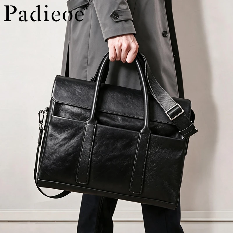 Leather handbag made from tanned outer layer of cowhide, elegant and fashionable high quality leather briefcase for business 2