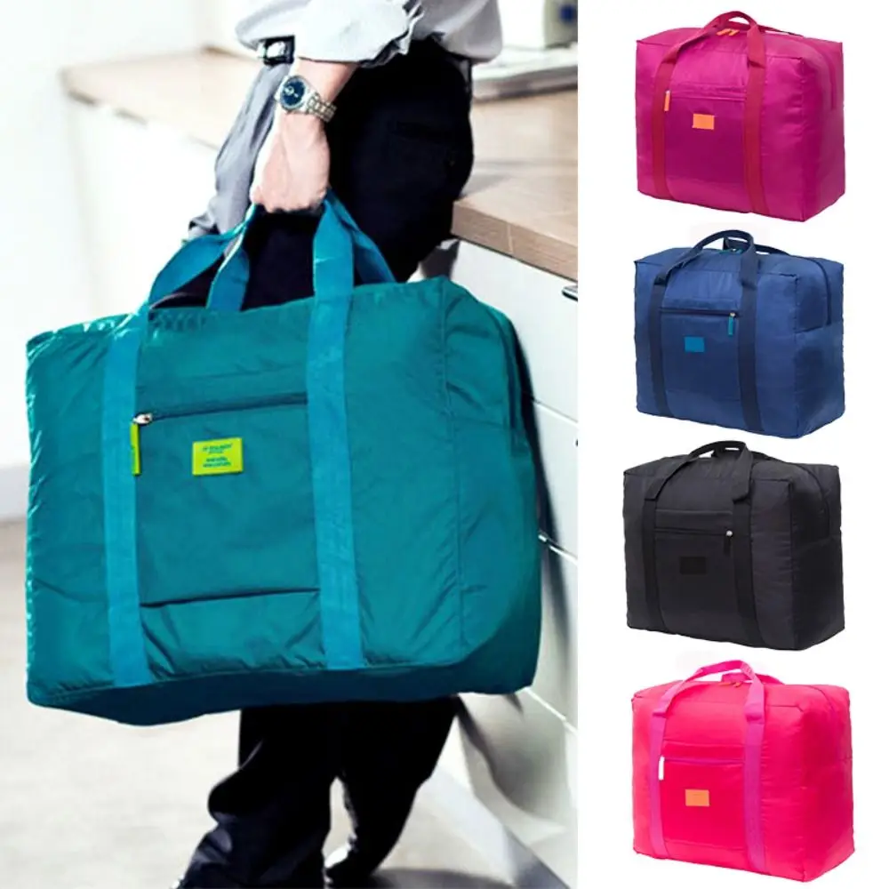 Portable Nylon Travel Luggage Bag Lightweight Folding Fitness Handbag Hand Grip Large Capacity Clothes Storage Bag