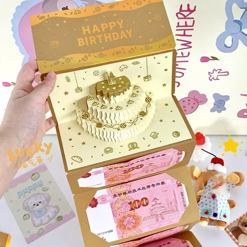 3D Birthday Red Envelope Greeting Card Birthday Red Envelope Multiple Card Slots Musical Light Greeting Card Foldable