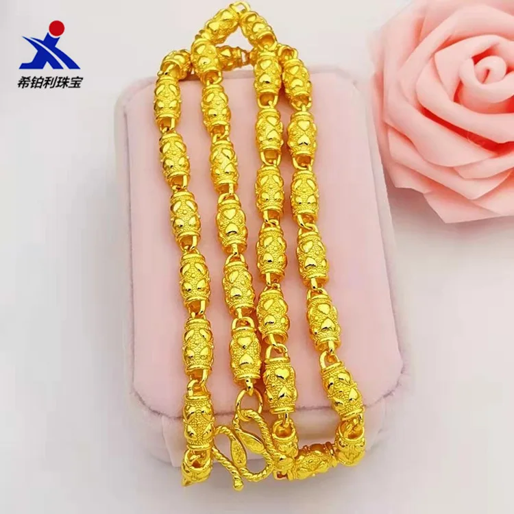 2026 New Brass Gold Plated Solid Men Necklace Electroplated Imitation Gold Jewelry Love Olive Bead Neckwear Fashion Accessories