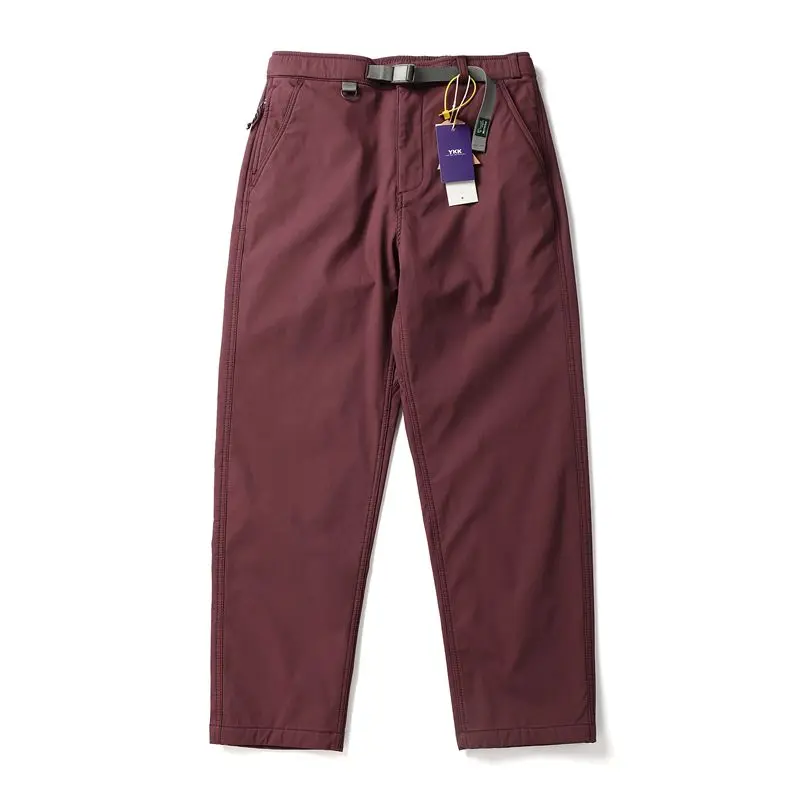 Japanese Retro Youth Trendy Fleece-Lined Pocket Loose Slight Tapered Pants City Boy Wide-Leg Warm Workwear Pants Autumn Winter