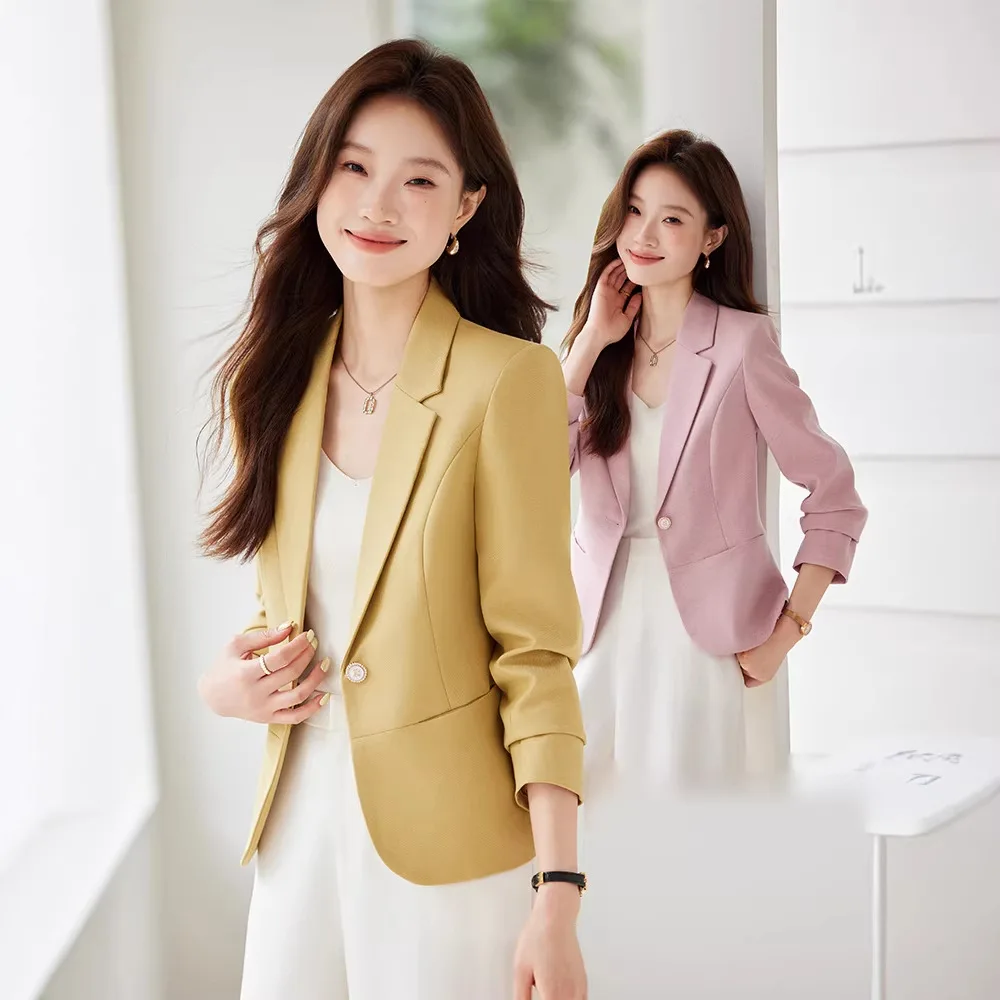 Women Blazer Coat Office Ladies Business Work Wear Formal Jacket Long Sleeve Blazer Jacket Female Spring Autumn Versatile Tops