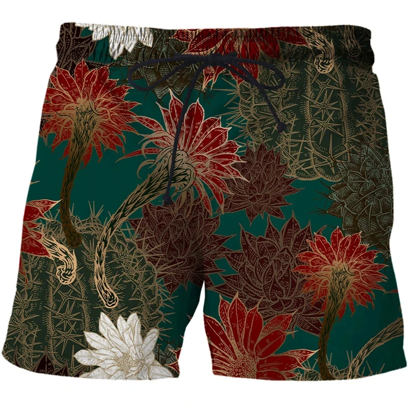 Vintage Animel Snake Flower 3D Print Pattern Hawaiian Beach Shorts Men Leisure Sportswear Quick-dry Trunks Harajuku Short Pants
