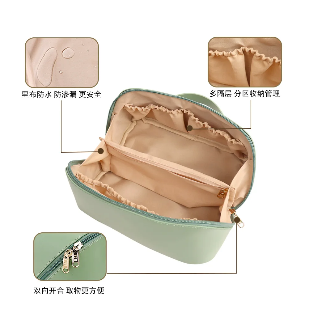 PU Large Capacity Cosmetic Bagins Portable Cosmetic Case Lady Portable Wash Up Storage Bag Student Bags for Woman