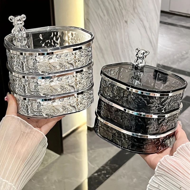 Rotating Jewelry Box Transparent Band Partition High-end Exquisite Jewelry Storage Earring Hairpin Ring Nice Storage FashionGift