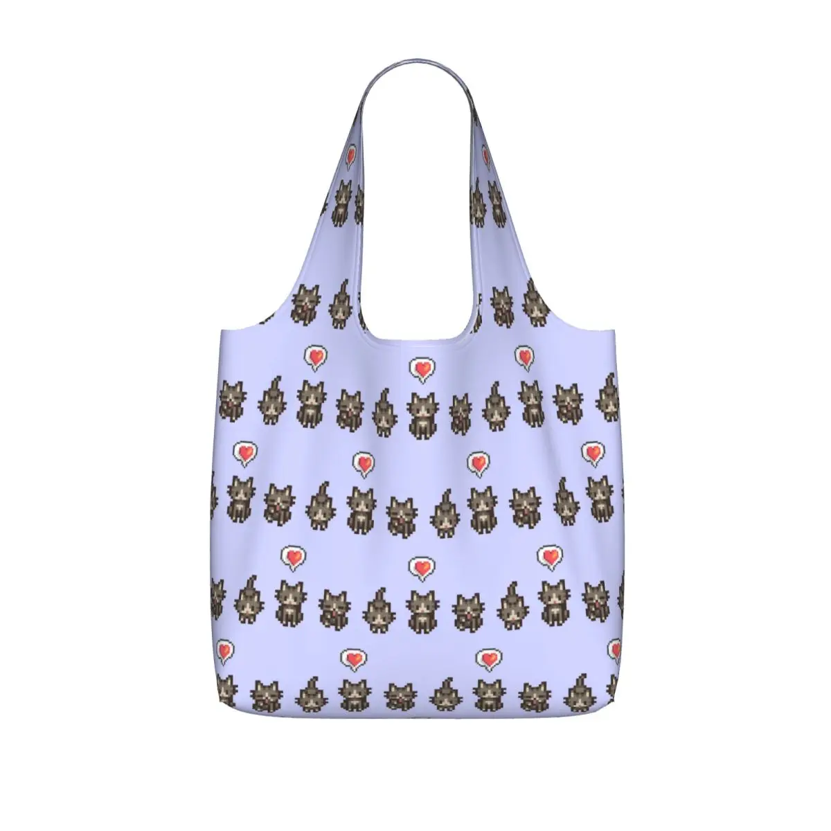 Stardew Valley GreyGray Cat Shopping Tote Bag Canvas Large Capacity Shoulder Bags Shopper Grocery Handbag for Women