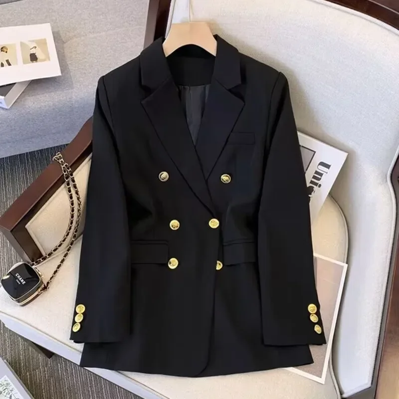 Office Lady Slim Blazer for Women, Long Sleeve Coats, Black Jackets, Casual Outerwear, Fall, Winter Fashion, 2025
