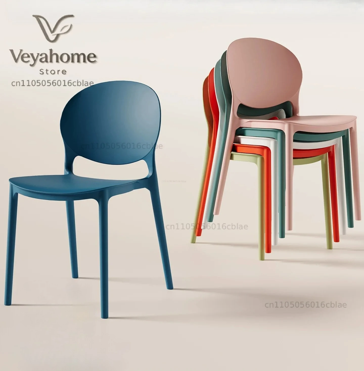 Dining Chair Household Dining Table Backrest Plastic  Adult Thickened Stackable Backrest  New Restaurant Stool