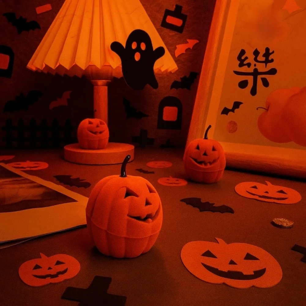 Creative Wedding Halloween Jewelry Box Storage Orange Pumpkin Rings Box Mini Anti-collision Flannel Jewelry Organizer Gifts
