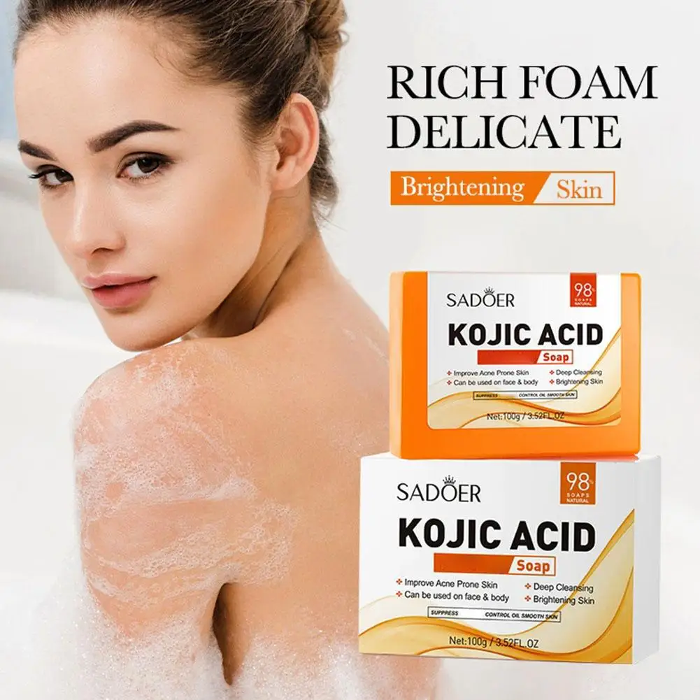 1/2pcs SADOER Kojic Acid Facial Soap Face Wash Foam Facial Cleanser Moisturizing Hydrating Oil Control Body Bathing Handmade Bar