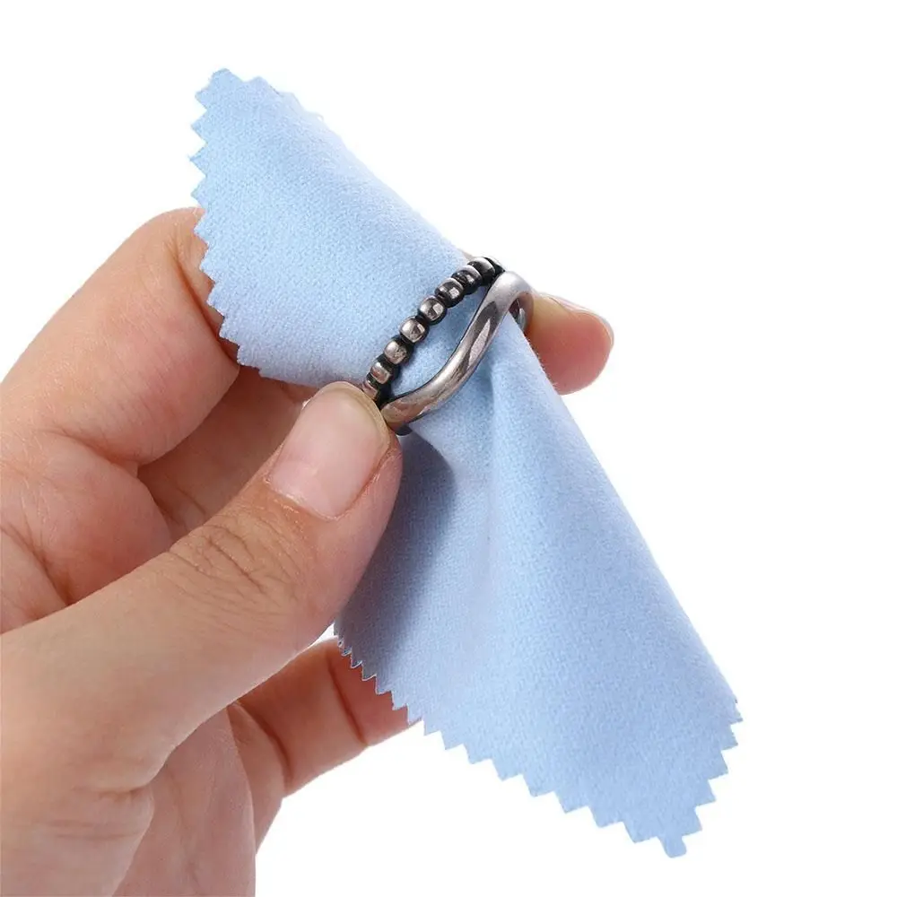 50Pcs 8x8cm Jewelry Cleaning Cloth Soft Fabric Reusable Silver Polish Cleaner Non-toxic Double-Sided Cleaning Polishing Cloth