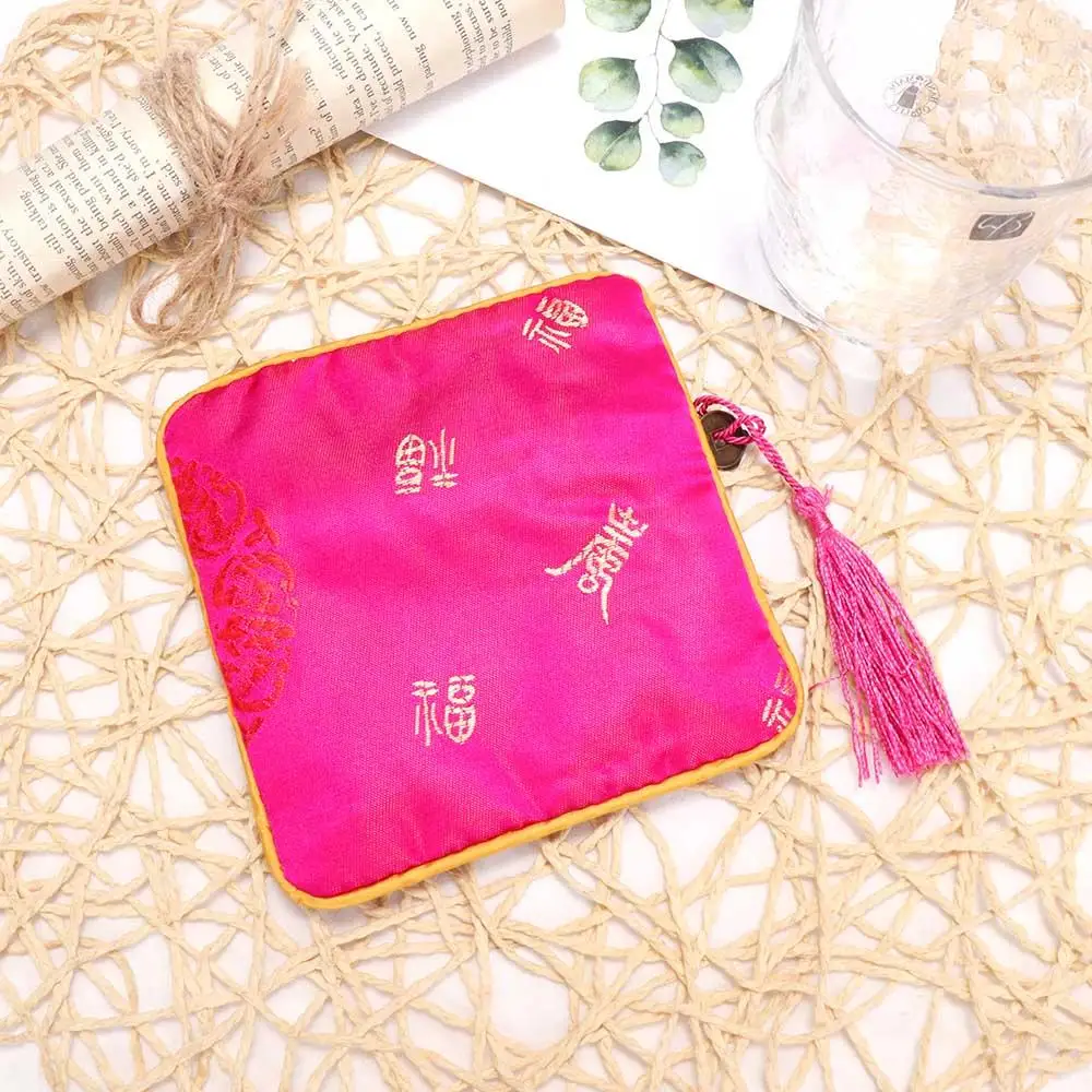 Buddhist Purse Beads Brocade Tassel Packaging Fabric Handbags Tips Bag Wallet Jewelery Bag