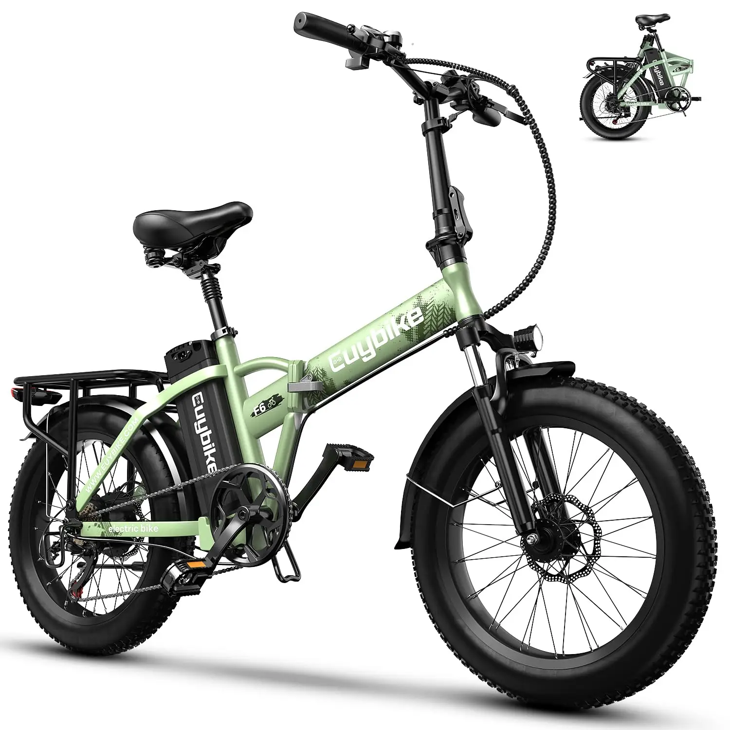 Folding Ebike 1000W 48V 20Ah Battery 30MPH 80 Miles 20in Fat Tire Full Suspension 7-Speed All Terrain Commute Camp, Customized