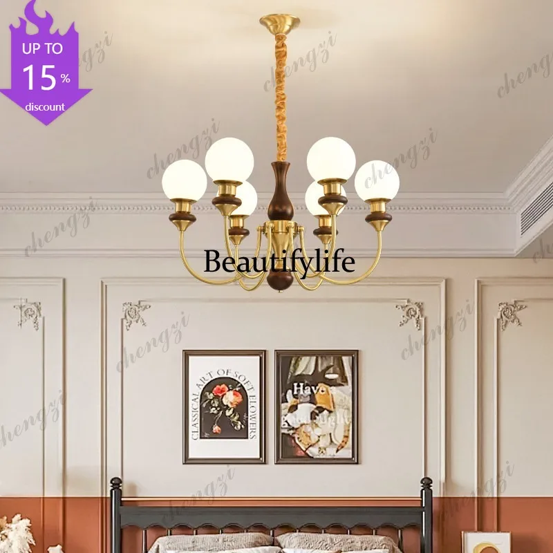 EE French medieval living room chandelier hall main light new American retro style restaurant lamp