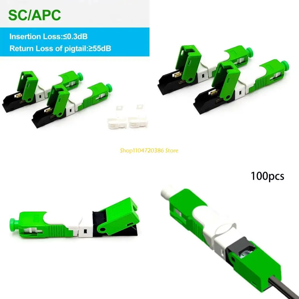 K0EA 100 Pieces of for Apc/ Upc Optical Fiber High Stability Quick Connector Single-mode for FTTH Optical Fiber Cold Connecti