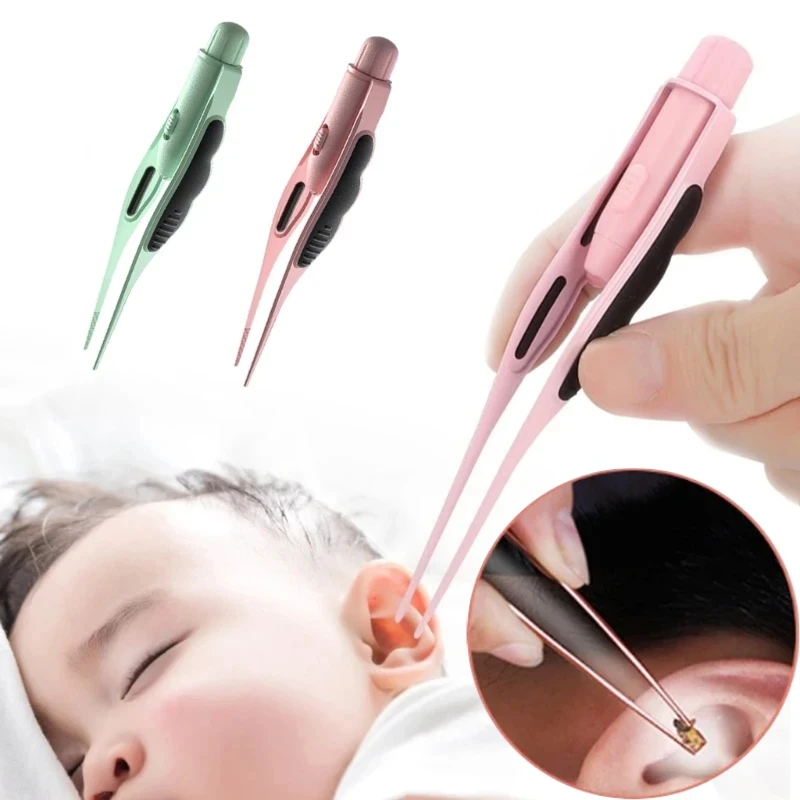 LED Ear Wax Removal Tweezers Anti-Skid Earpick Tweezer with Brightness Children Ear Cleaning Tools for Safe & Gentle Cleaning