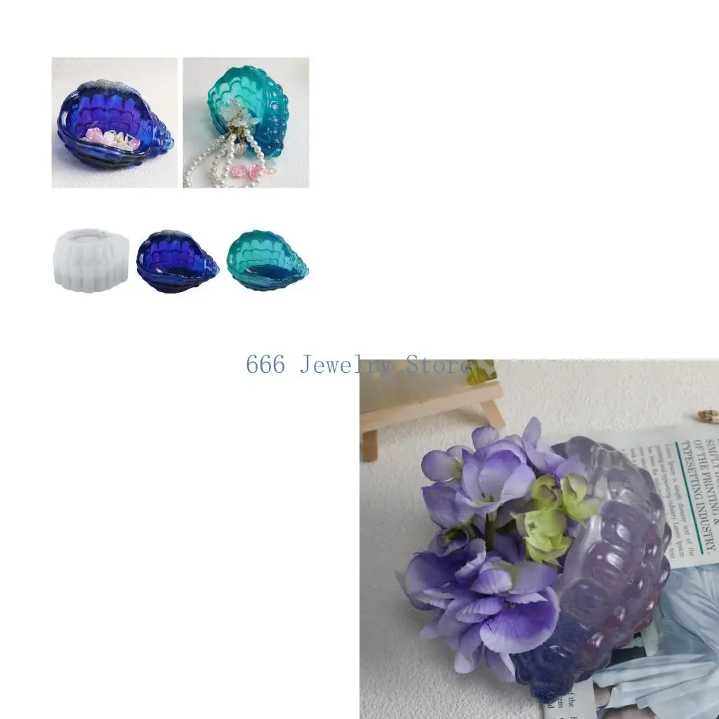 F2TD Creative Silicone Mold Stylish Storage Box Making Mould DIY Conch Epoxy Moulds