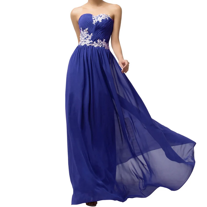 Chiffon A Line Applique Beading Pleat Strapless Elegant Bridesmaid Dresses Evening Wedding Party Formal Prom Lace Up Back