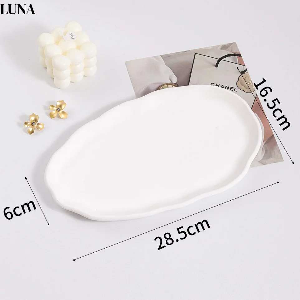White Accessories Organizer Plate Nail Gypsum Jewelry Display Plate Rings Photography Background Earrings Organizer