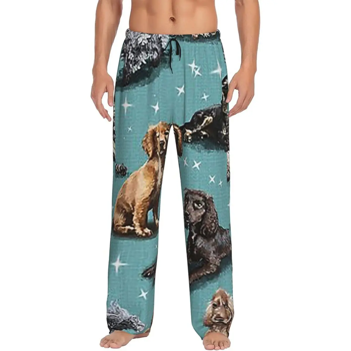 Custom The Cocker Spaniel Pajama Pants Men Sleepwear Sleep Lounge Bottoms with Pockets