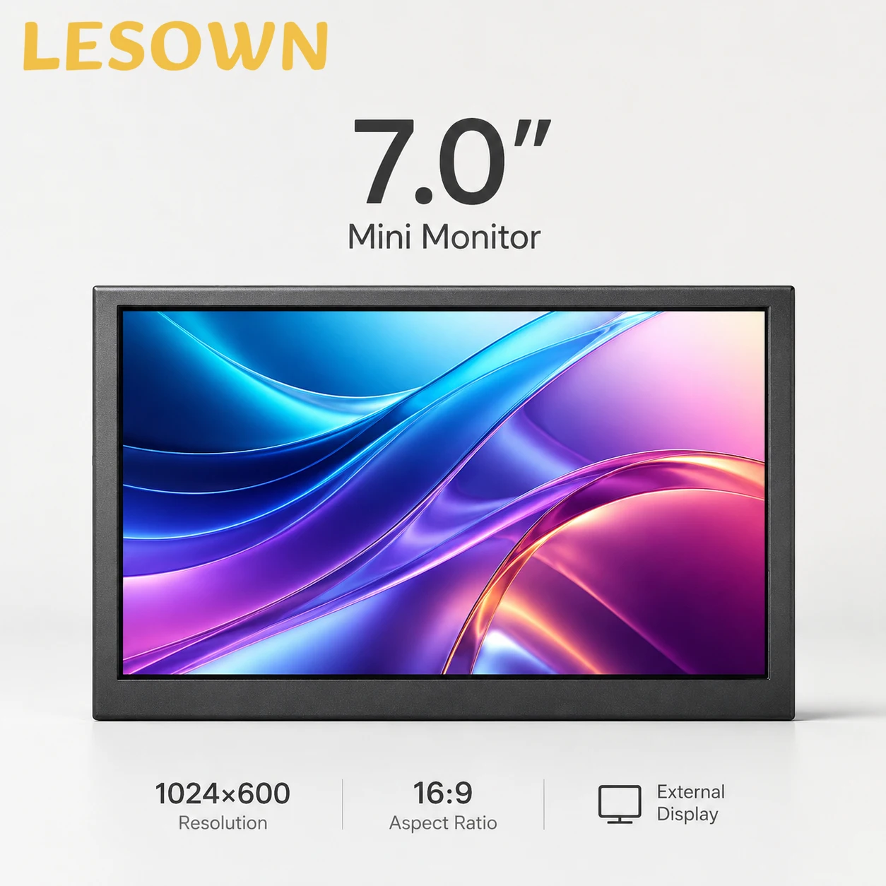 LESOWN 7 Inch Mini LCD Display 1024x600 170 Wide View HDTV Portable Screen with Speaker for Raspberry Pi Camera CCTV