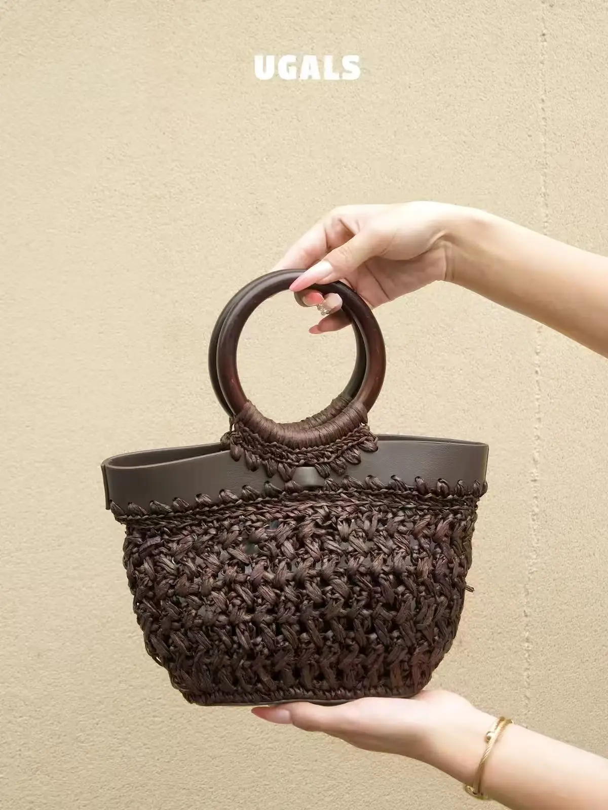Fashion Straw Woven Women Handbag Luxury Textured Bucket Bag Casual Tote Bag Holiday Vacation Beach Bag Shoulder Crossbody Bag