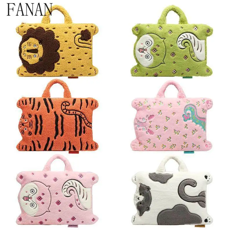 Kawaii Bags for Girls Original Design Cute Plush Fluffy Handheld Crossbody Laptop Bag Sweet and Cute Women's Handbags