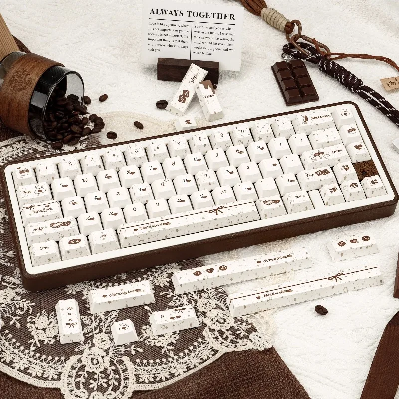 Chocolate Theme Keycaps Set Customized Cherry/FOA Profile PBT Sublimation Keyboard Cap for Mechanical Keyboard Accessories Gifts
