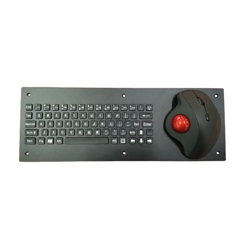 D-8675-5 Ruggedized Metal Industrial Keyboards, and Reinforced Keyboards with Trackball Mouse for Marine Control Consoles