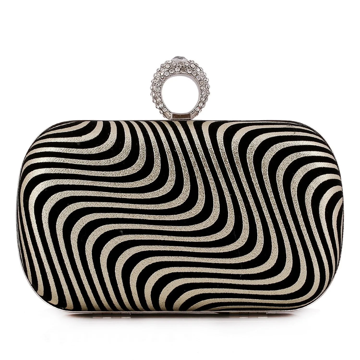 Fashion PU Striped Diamond Dinner Bag Women's Fashion Party Banquet Dress Handheld Clutch Bag Light Luxury Style Evening Clutch