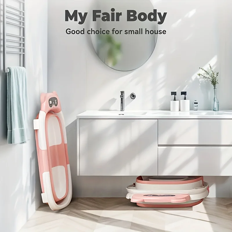 Foldable Baby Bath Set with Temperature Monitor, Portable Travel Foldable Baby Bath, Non-Slip Base, Durable Design Baby Products