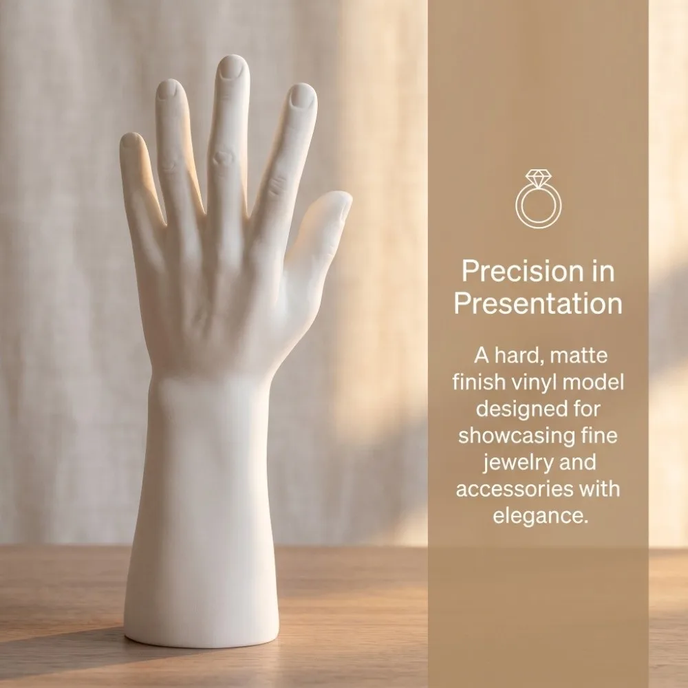 Matte Hard Male Hand Model Standing Durable Mannequin Hand Portable Realistic Hand Display Stand Window Display