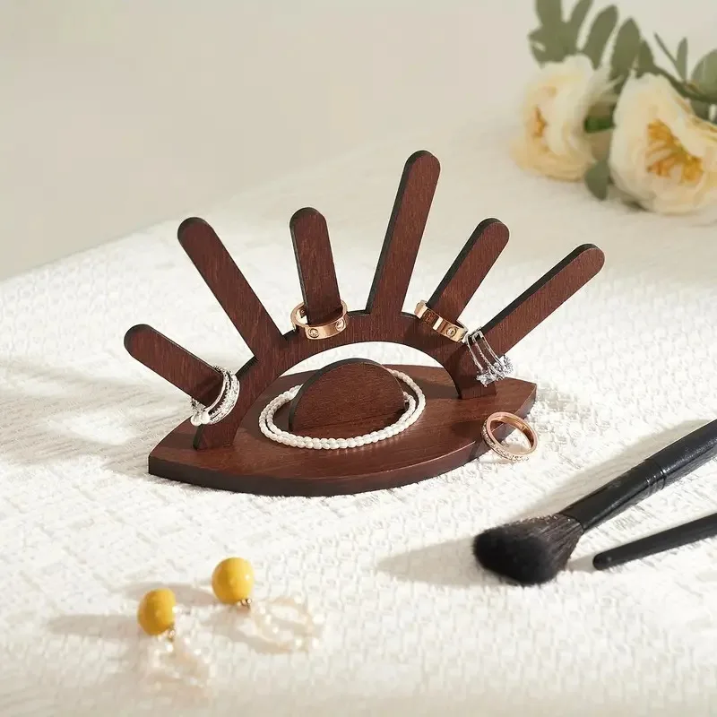 Wooden Ring Holder Creative Jewelry Display Stand Bracelet Storage Rack Desktop Decor Gift